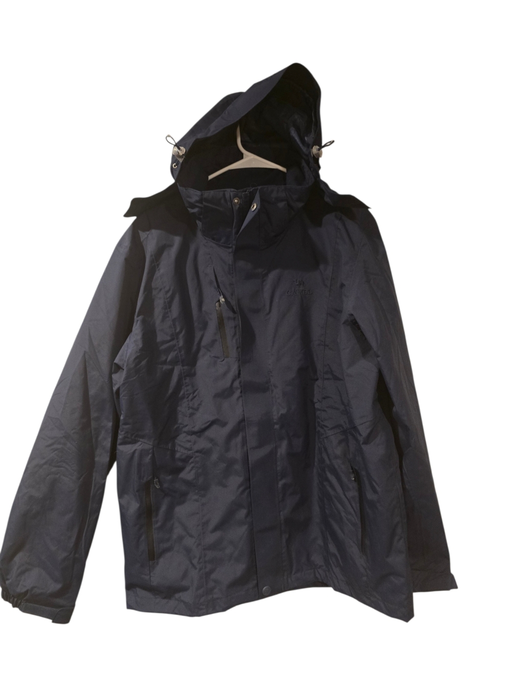 Men's Camel Logo Hooded Rain Jacket Collectible - Blue Sz M
